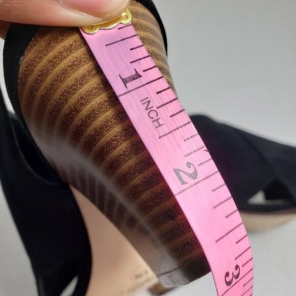 Style & Co Danyell Black Open Toe Velcro Heels 6.5 - Picture 9 of 9